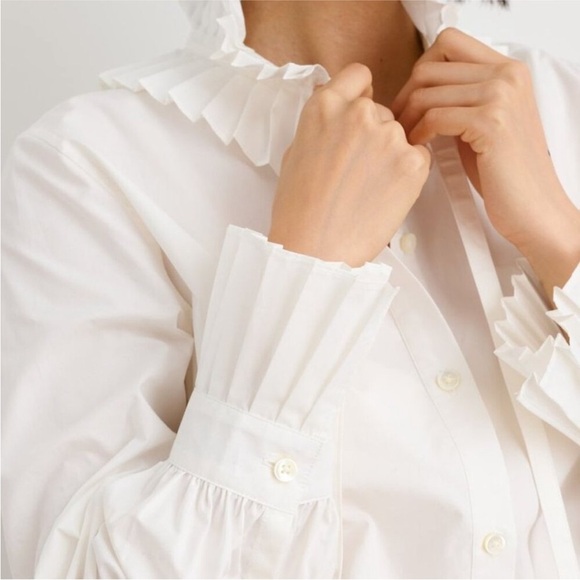 Alex Mill Aurora White Ruffled Button Down Blouse Size Small - Picture 8 of 8